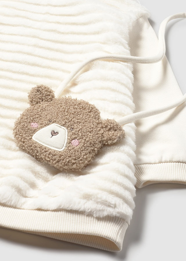 Mayoral Girls Cream Fur Dress With Bag AW25