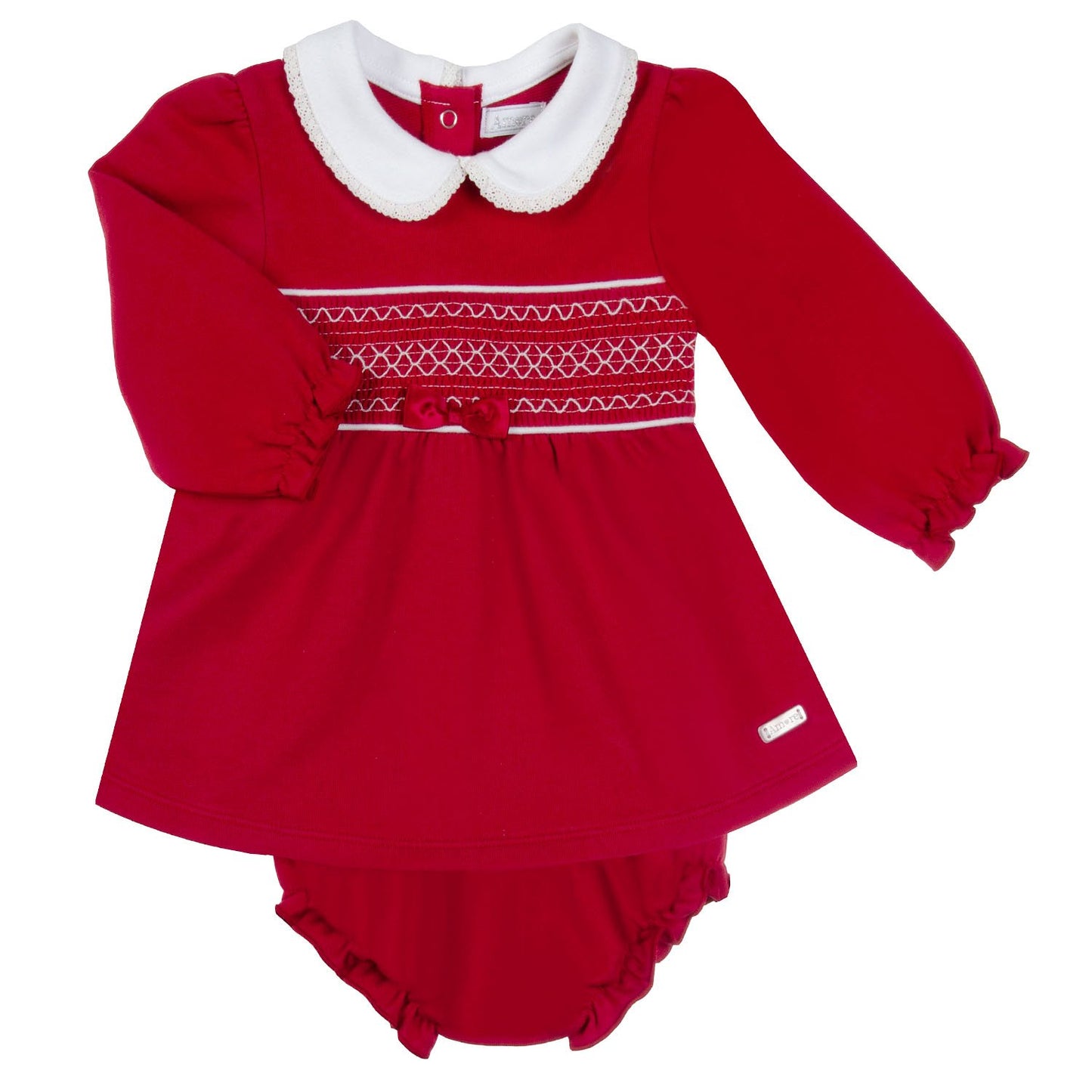 Amore Girls Red Smocked Dress AW24