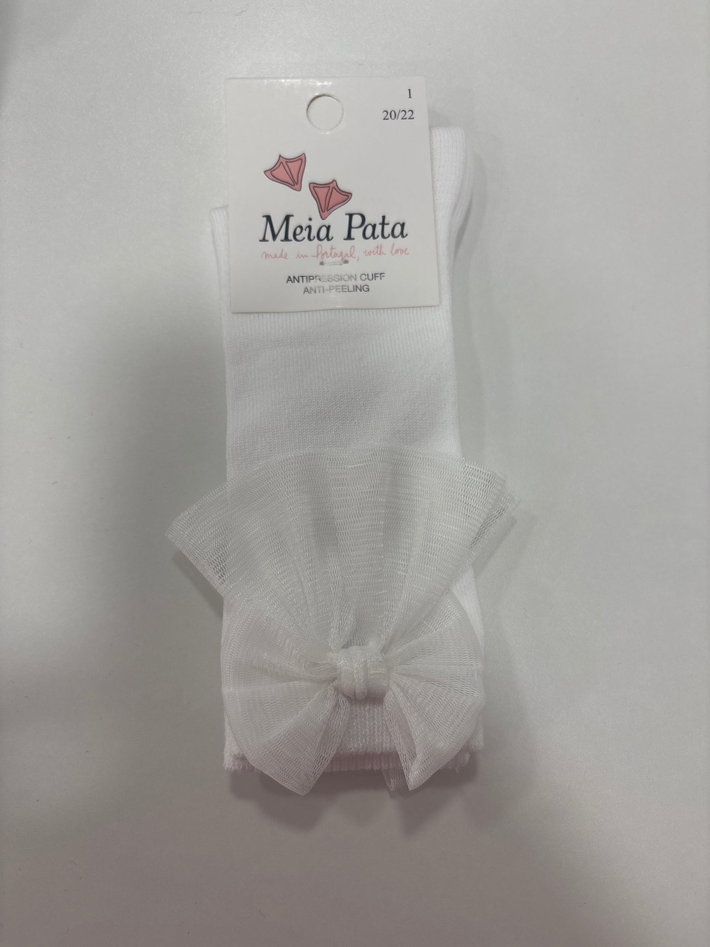 Meia Pata Tulle Bow Knee High Sock