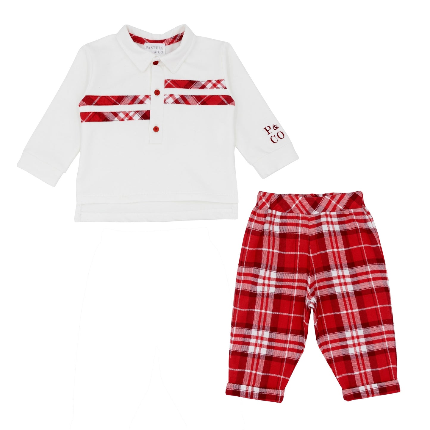Pastels & Co Boys Red Tartan Trouser Set Halpin AW