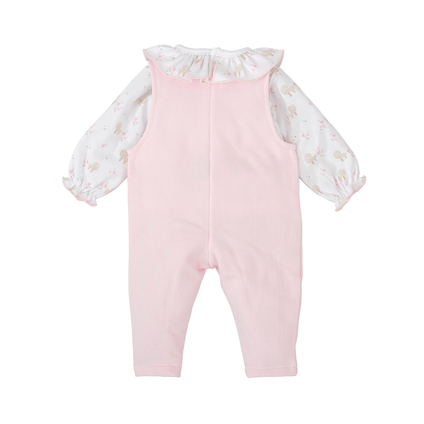 Babidu Girls Pink Dungaree Set With Frilly Top AW25