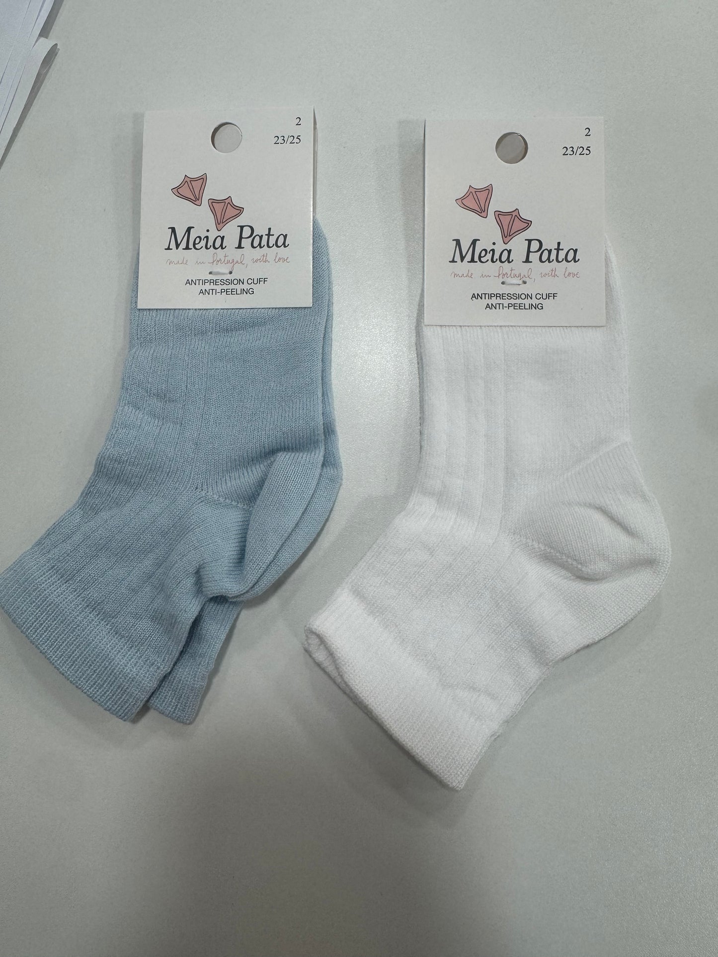 Meia Pata Boys Plain Ankle Socks White or Blue