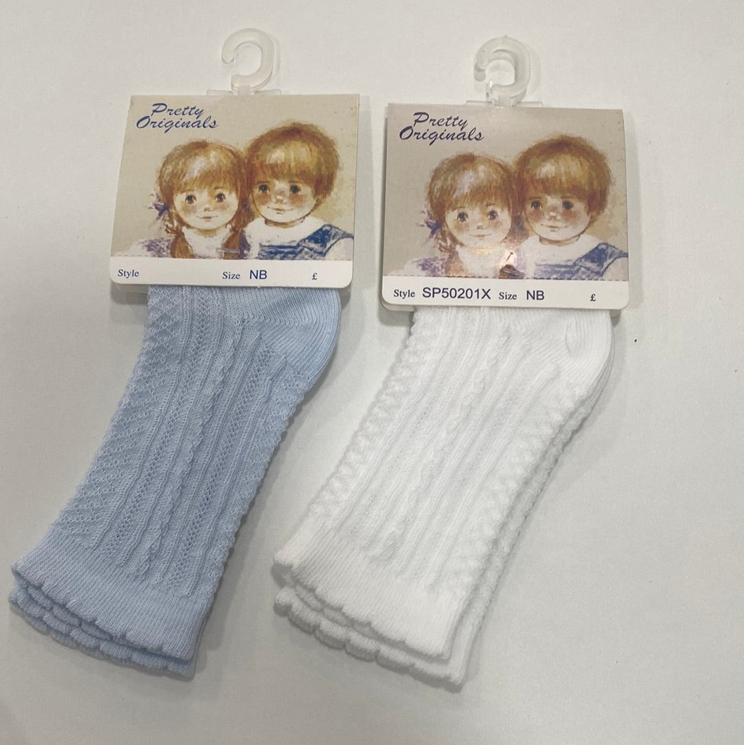 Pretty Originals Knee Highs In Blue or White