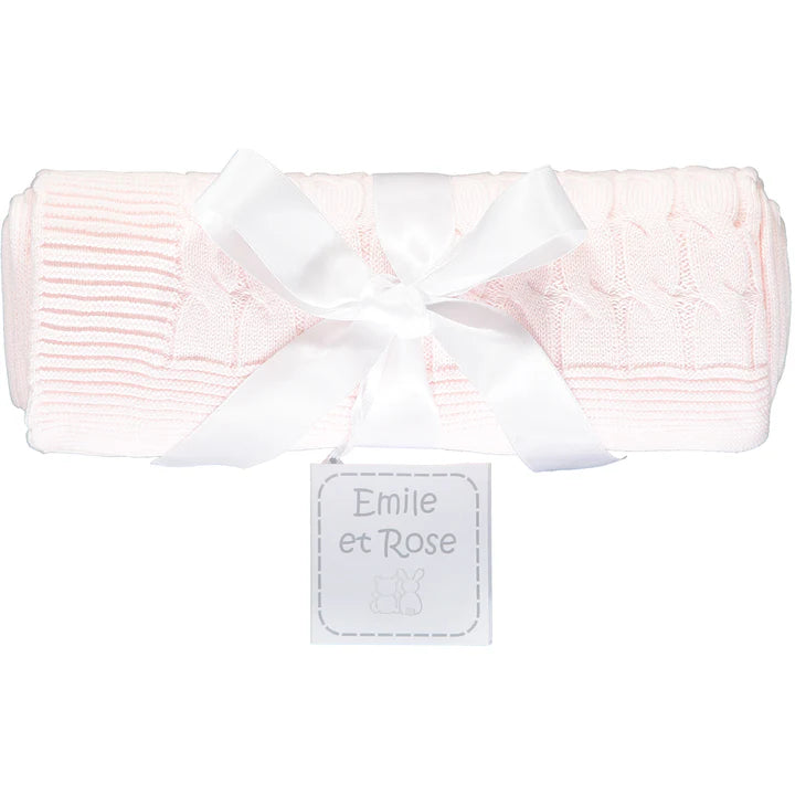 Emile Et Rose Baby Blankets White Pink or Blue