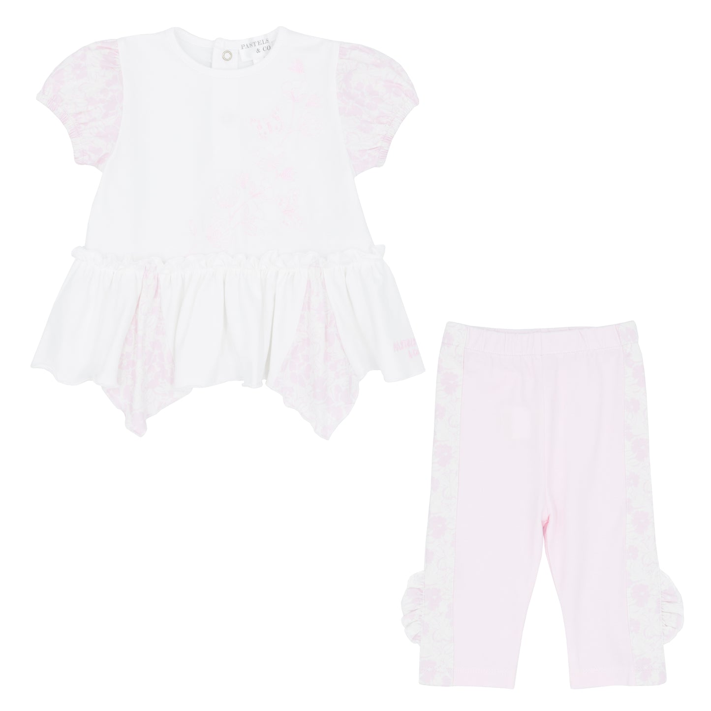 Pastels & Co Peplum Top And legging Set White/Pink (Ida) SS25