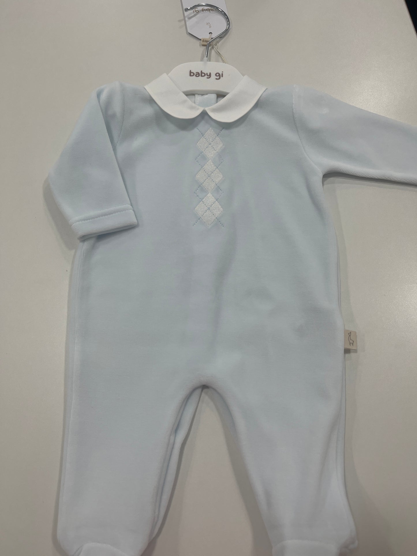 Baby Gi Boys Velour Babygrow Diamond AW25