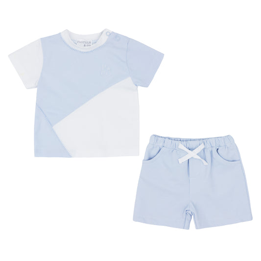 Pastels & Co Boys Blue/White Short Set Clem SS24
