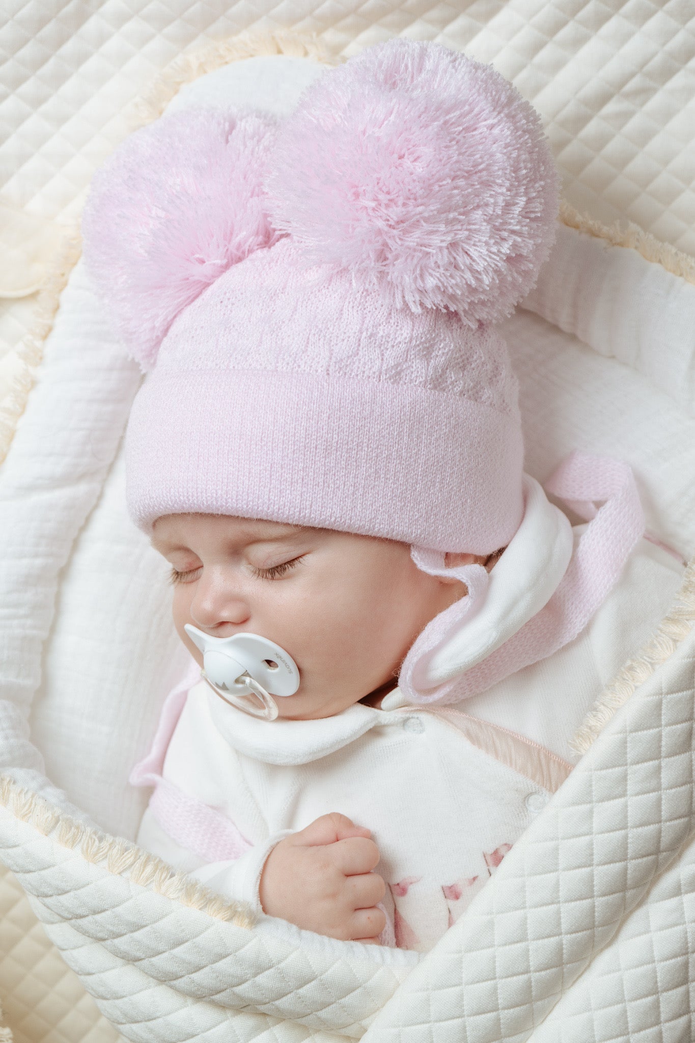 Jamiks Double Pom Hat Jolene Cream or Pink