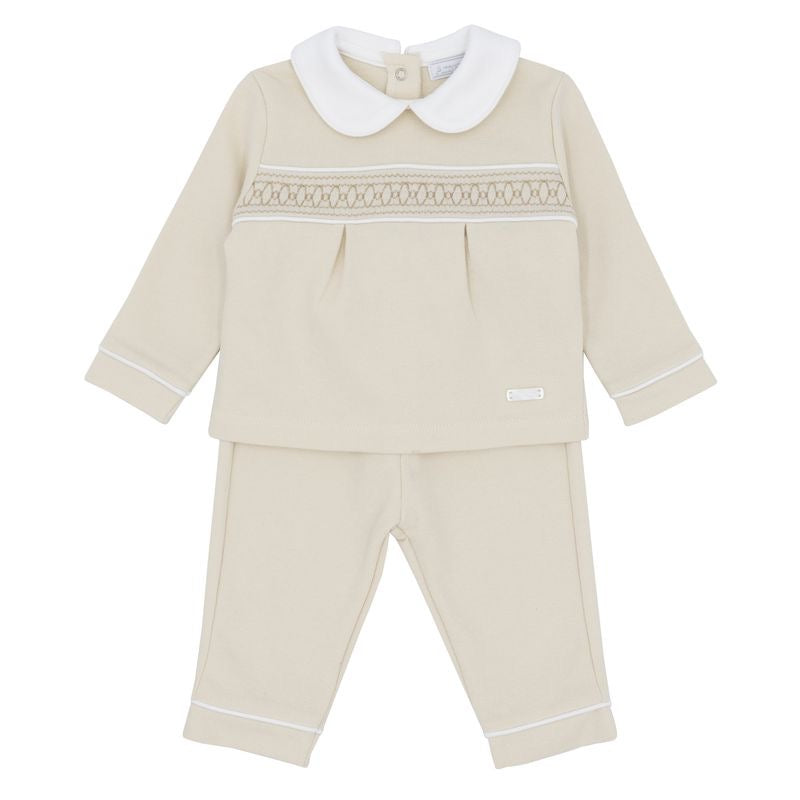 Amore Boys Beige Smocked 2 Piece Set AW25