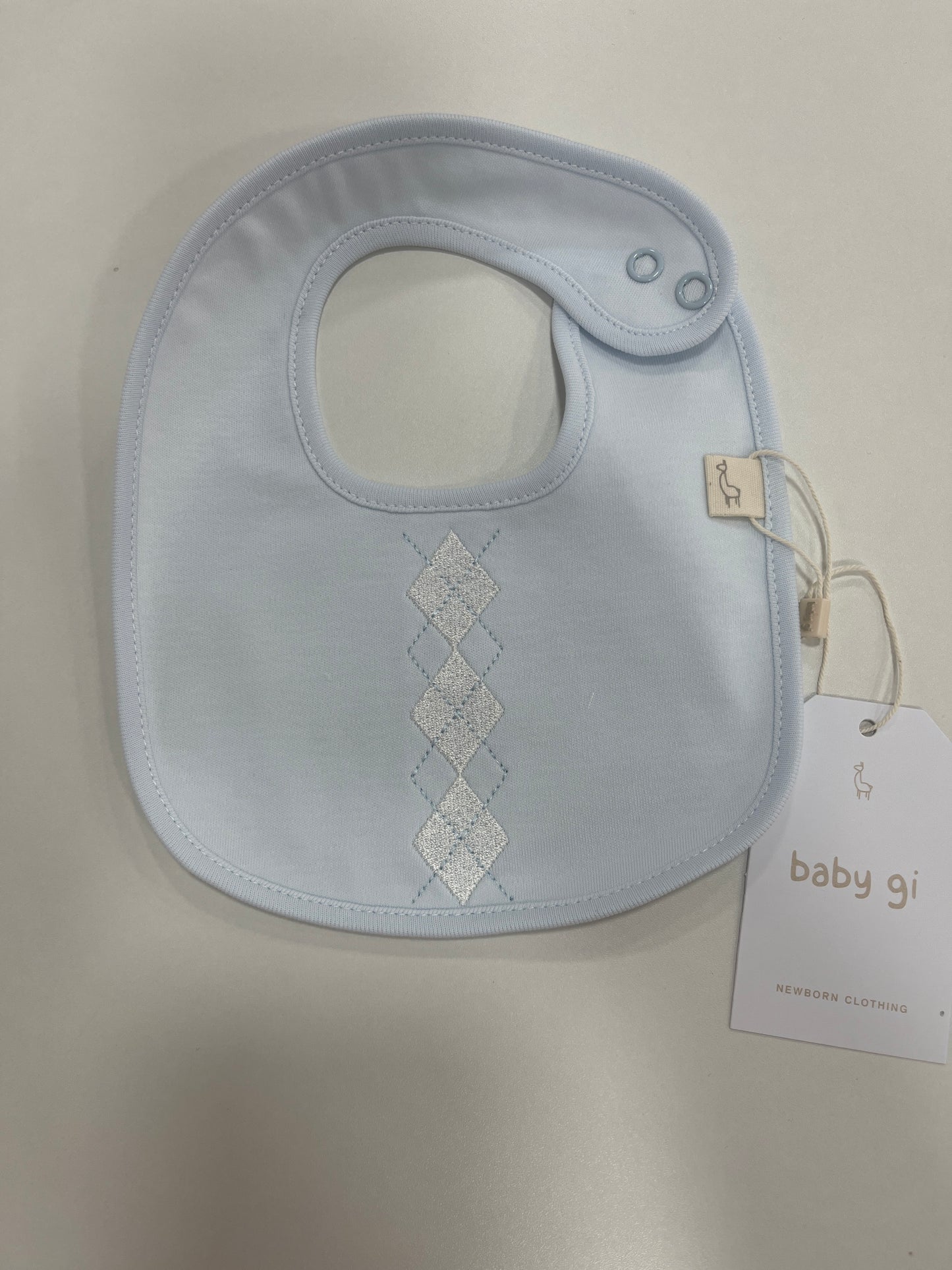 Baby Gi Baby Bibs (Diamonds) in Pink or Blue AW25