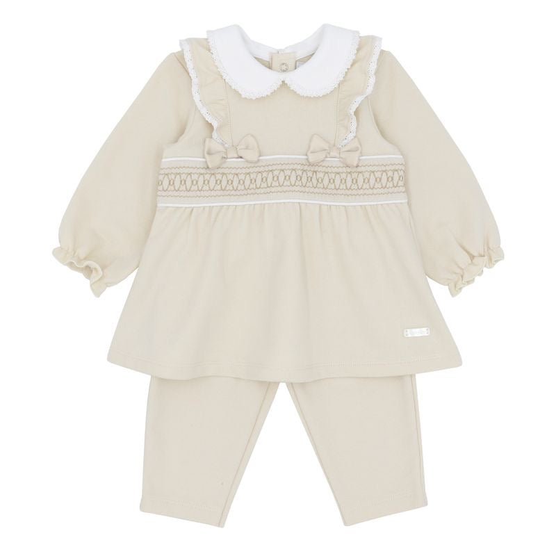 Amore Girls Beige Smocked Legging Set AW25