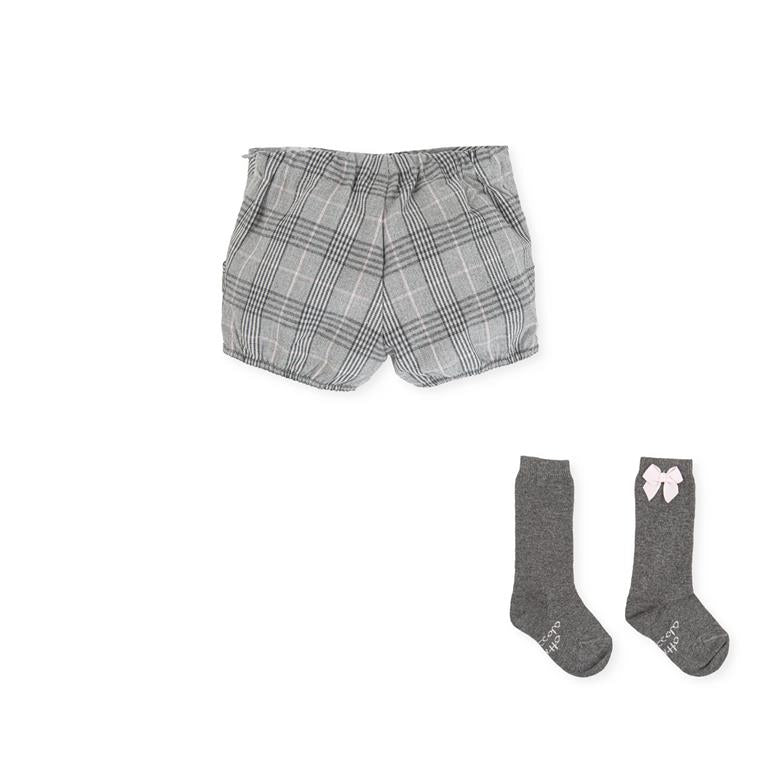 Tutto Piccolo Girls Grey Check Shorts And Socks AW