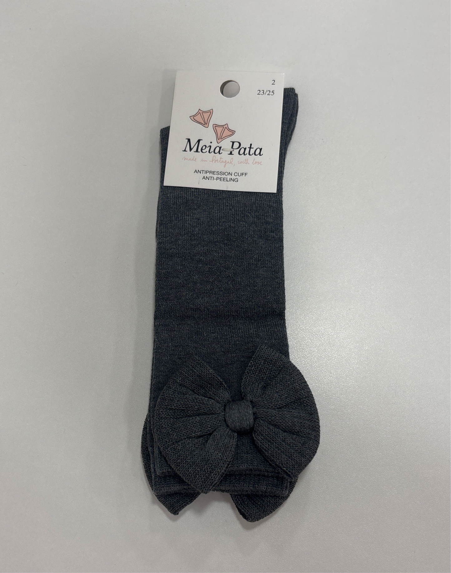 Meia Pata Grey Bow Knee High Socks