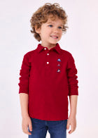 Mayoral Boys Red Long Sleeve Polo Shirt AW