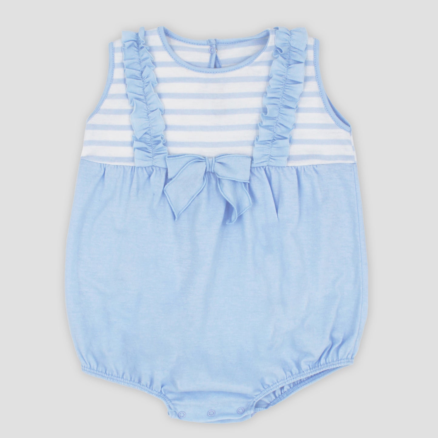 Rapife Girls Blue Stripe Bow Romper SS25