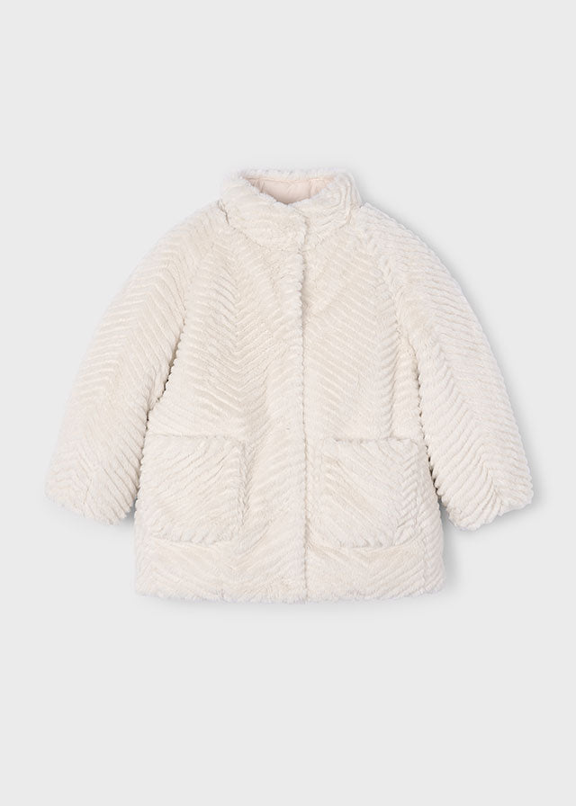Mayoral Girls Cream Fur Coat AW25