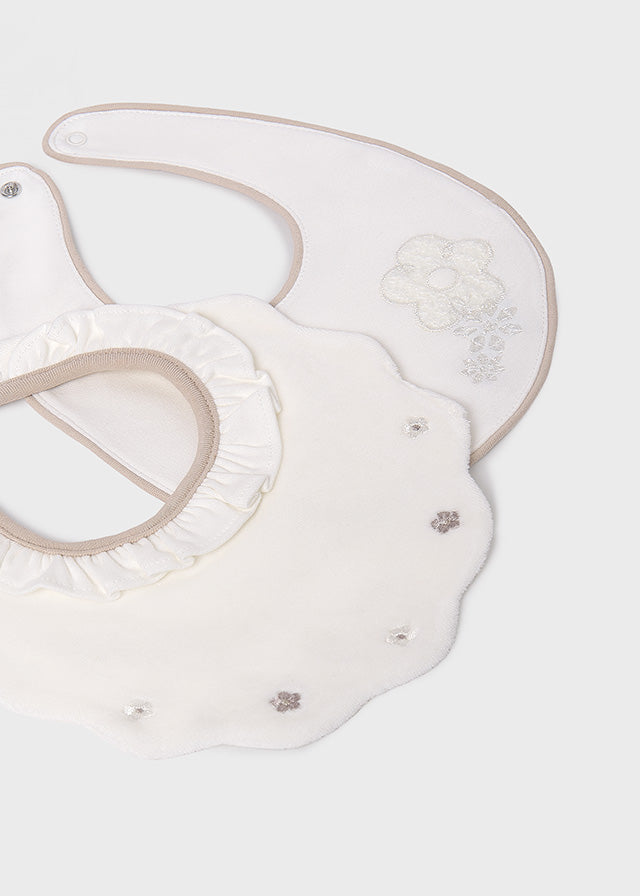 Mayoral Girls Cream Bibs With Scalloped/Frilled Edge AW25