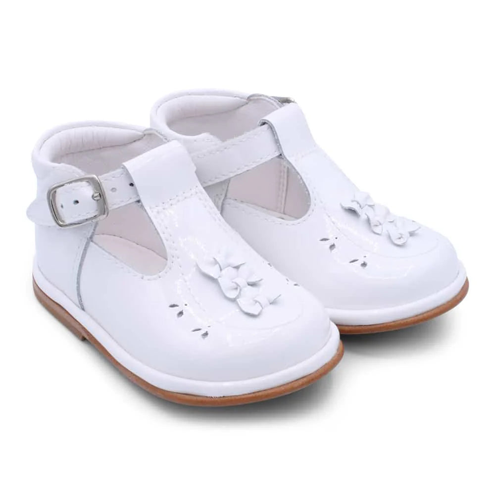 Borboleta Girls White Patent Shoes Carmel