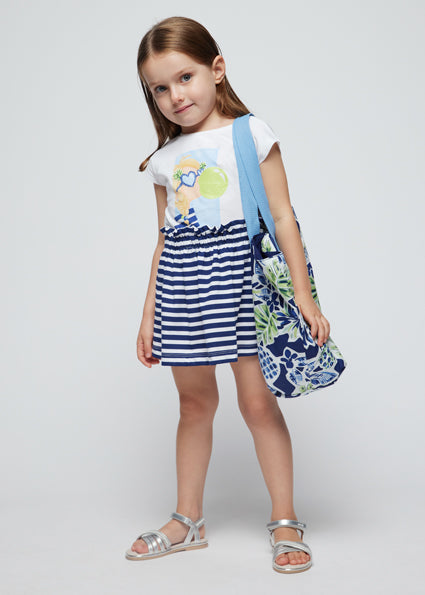 Mayoral Girls Navy Stripe Skirt Set SS24