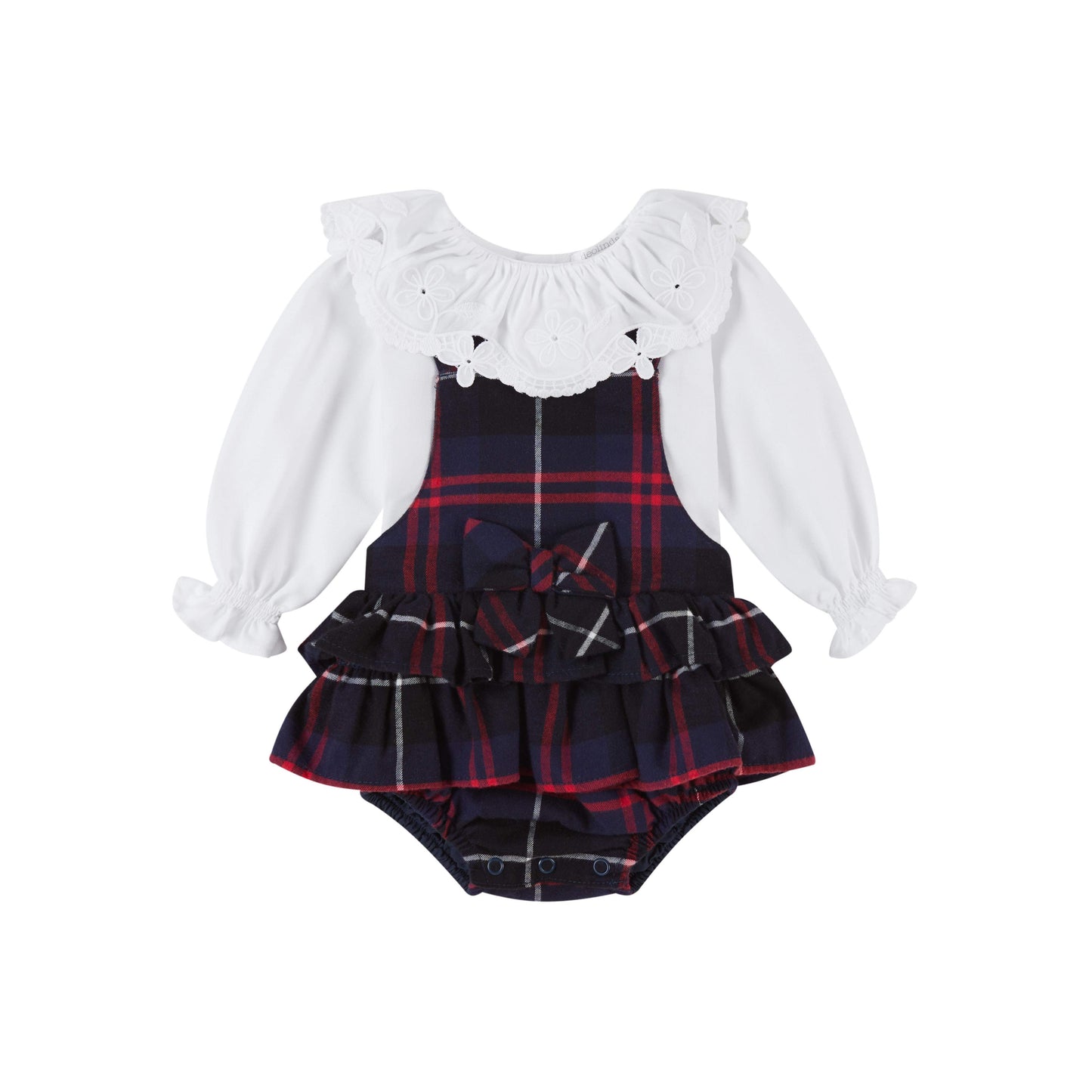 Deolinda Girls Ruffle Navy / Red Romper AW
