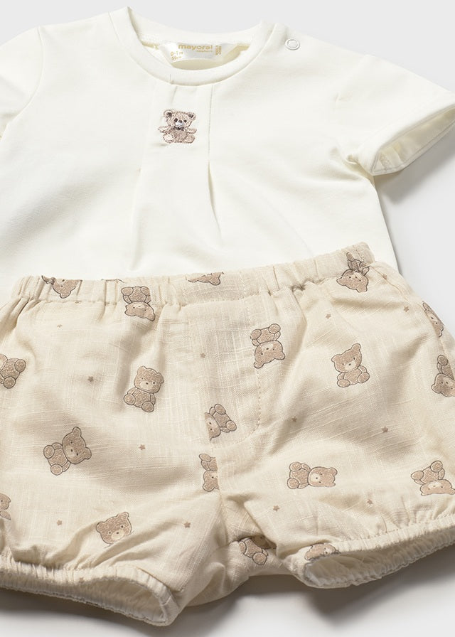 Mayoral Baby Teddy Short Set in Beige SS26