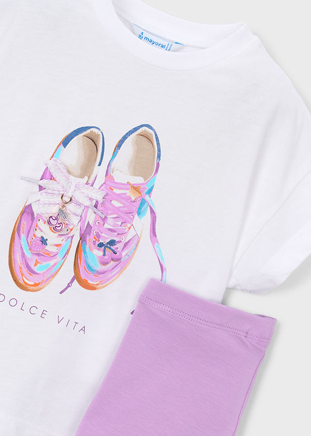 Mayoral Girls Short Set Shoe Design (Lilac) SS26