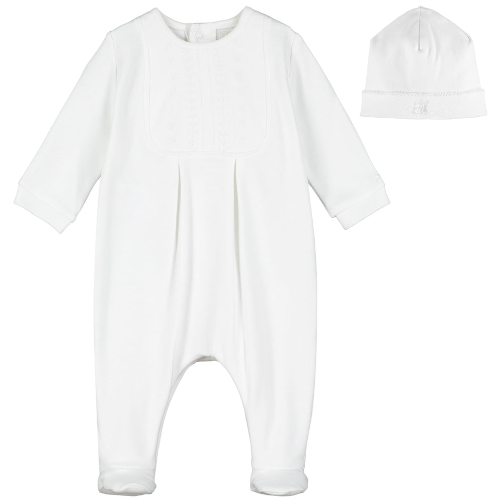 Emile Et Rose Unisex White Babygrow Mallory With Hat AW25