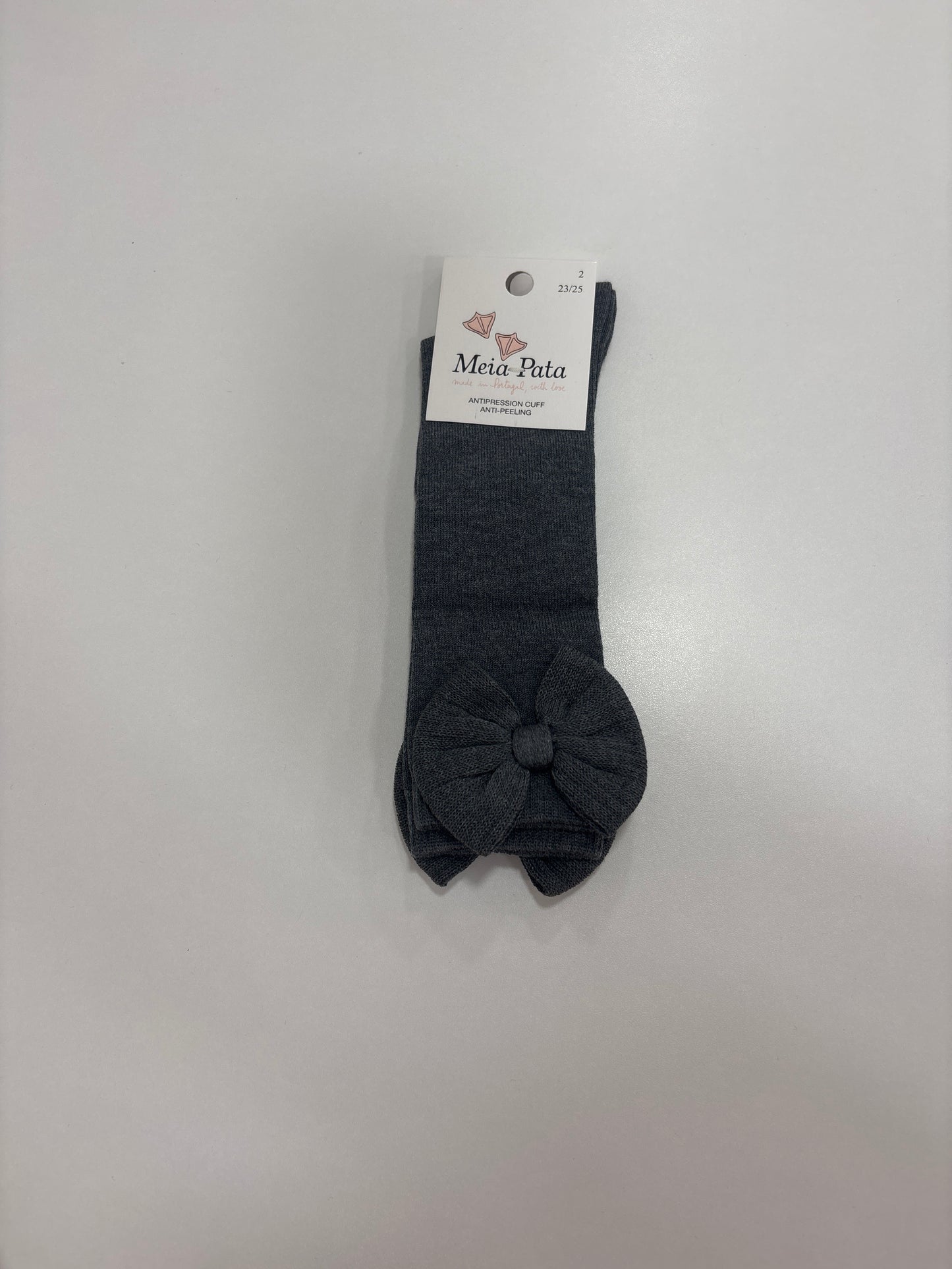 Meia Pata Grey Bow Knee High Socks