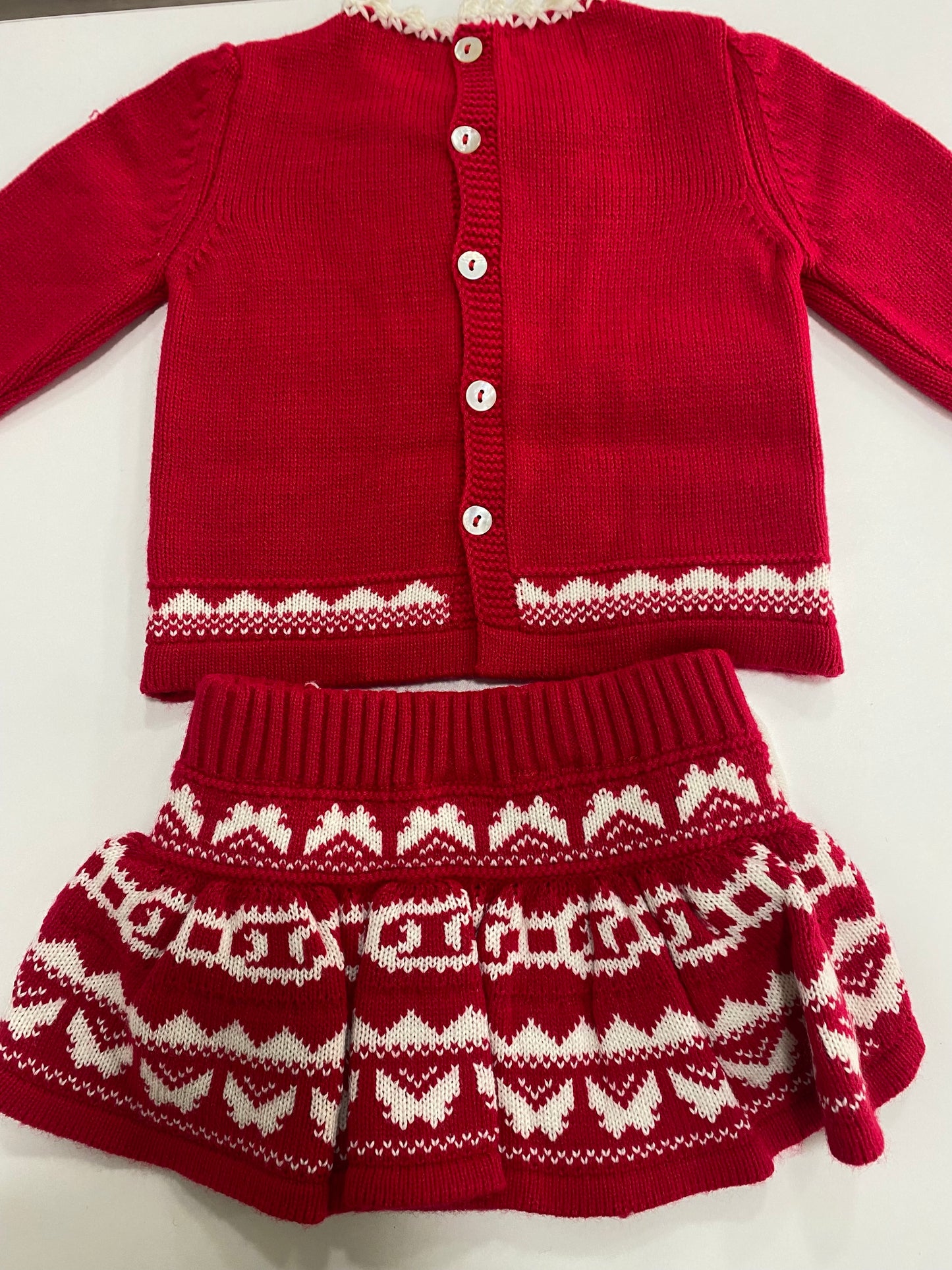 Rahigo Girls Red 2 Piece Knitted Skirt And Jumper Set AW