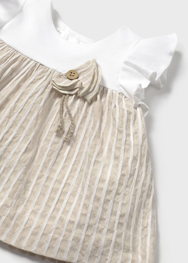 Mayoral Girls Beige/Cream Striped Dress And Pants SS25
