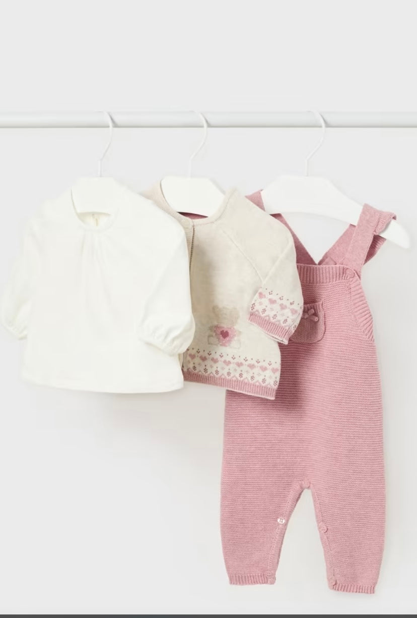 Mayoral Girls 3 Piece Dungaree Set AW