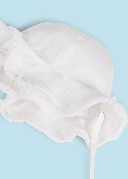 Mayoral Girls White Sun Hat With Bow And Straps SS24