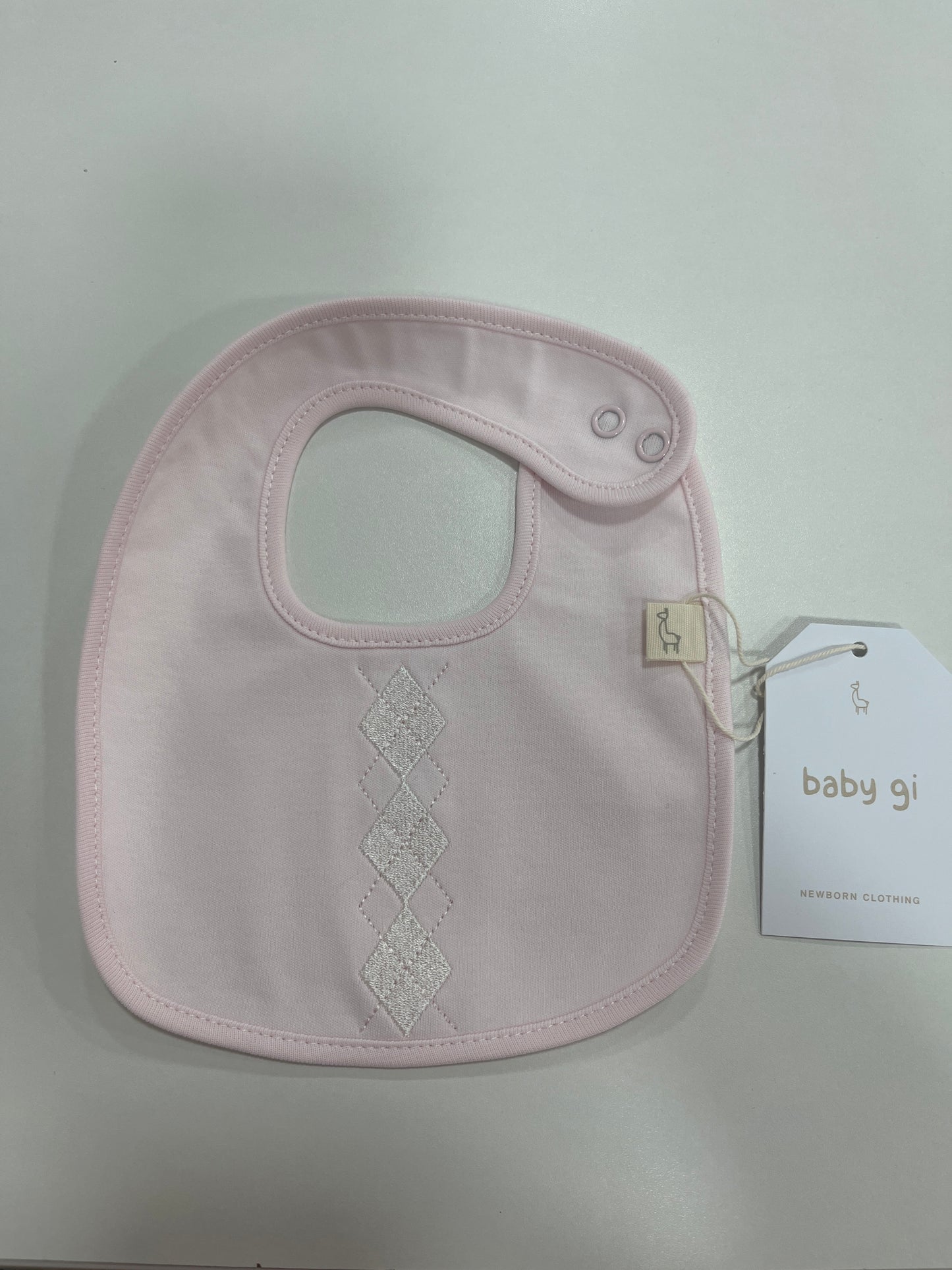 Baby Gi Baby Bibs (Diamonds) in Pink or Blue AW25