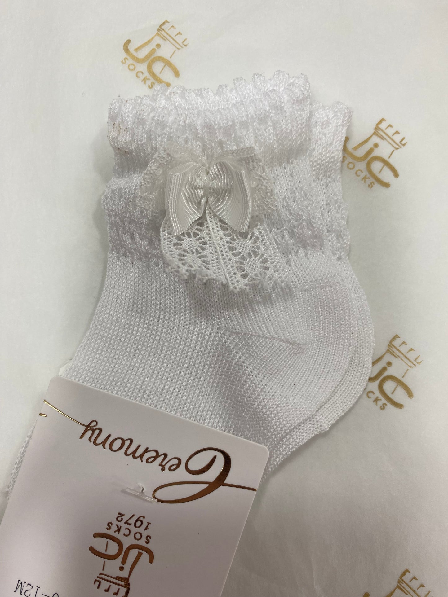 JC Castella Girls Lace/Bow Ankle Socks
