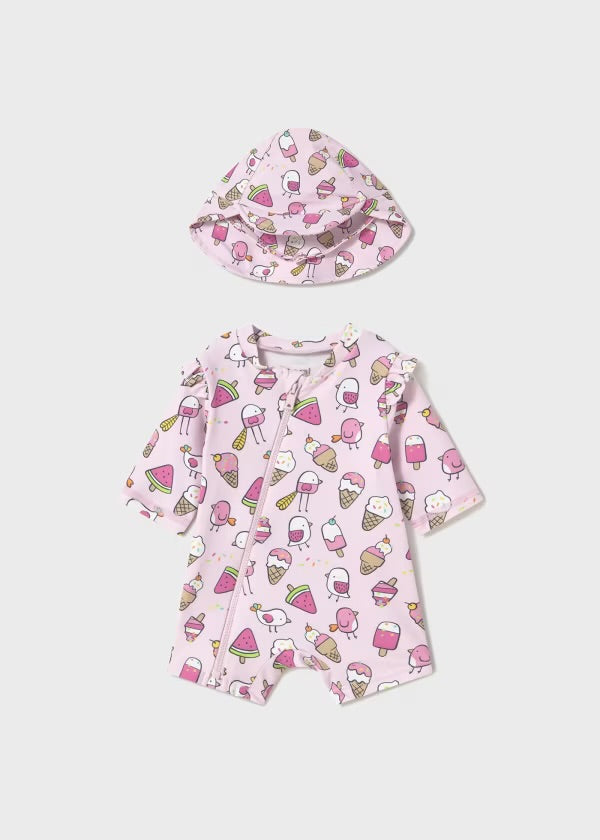 Mayoral Girls Swimwear Bodysuit & Hat SS25