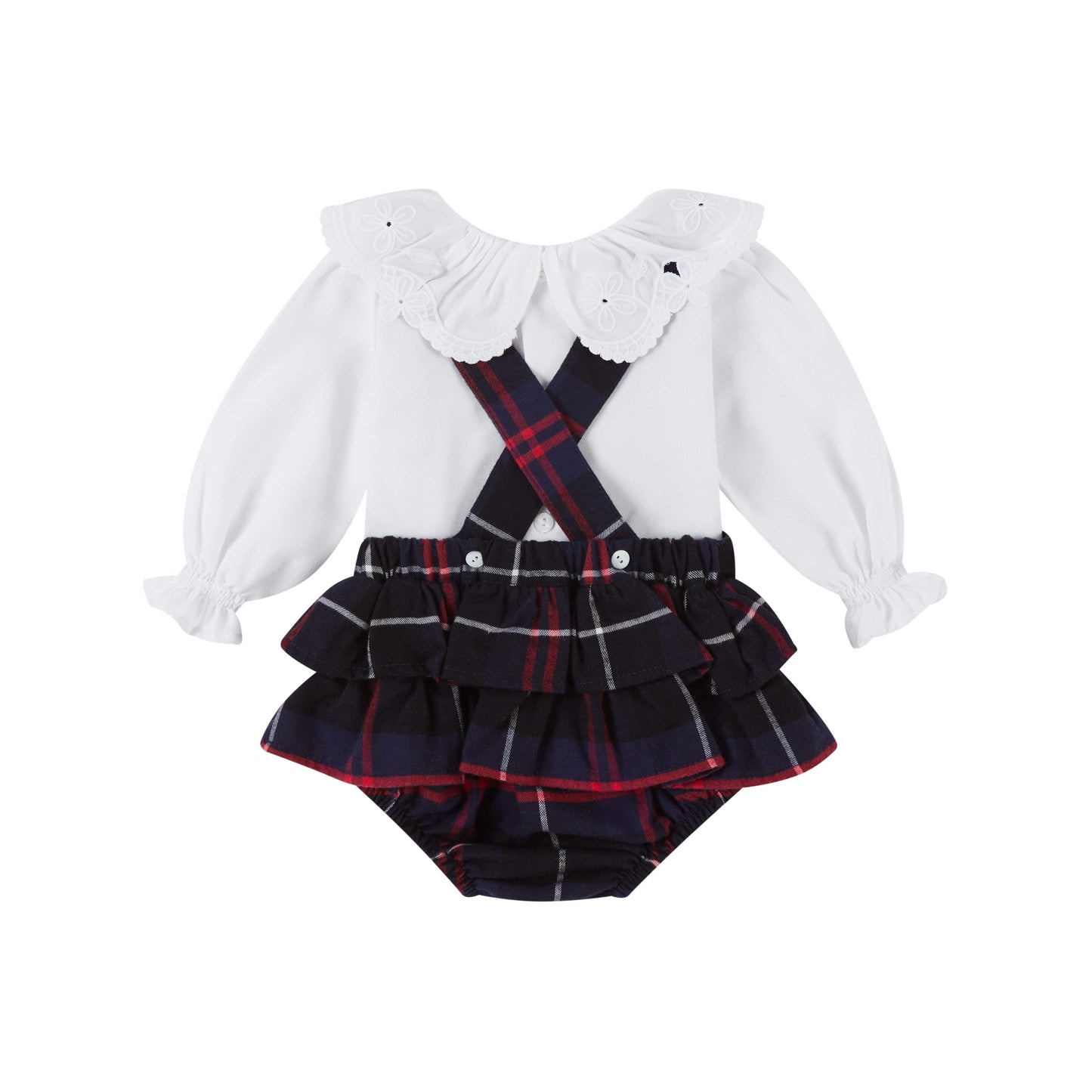 Deolinda Girls Ruffle Navy / Red Romper AW