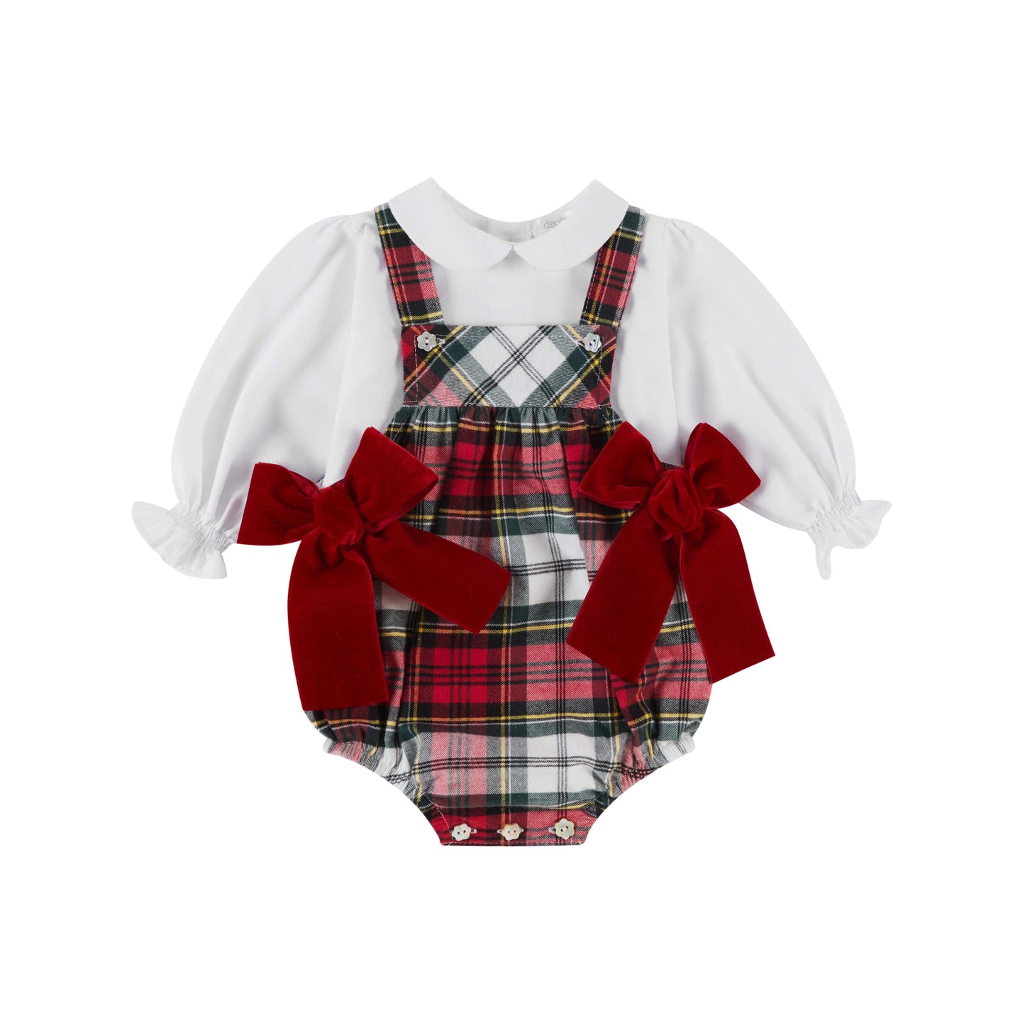 Deolinda Girls Red Tartan 2 Piece Romper AW