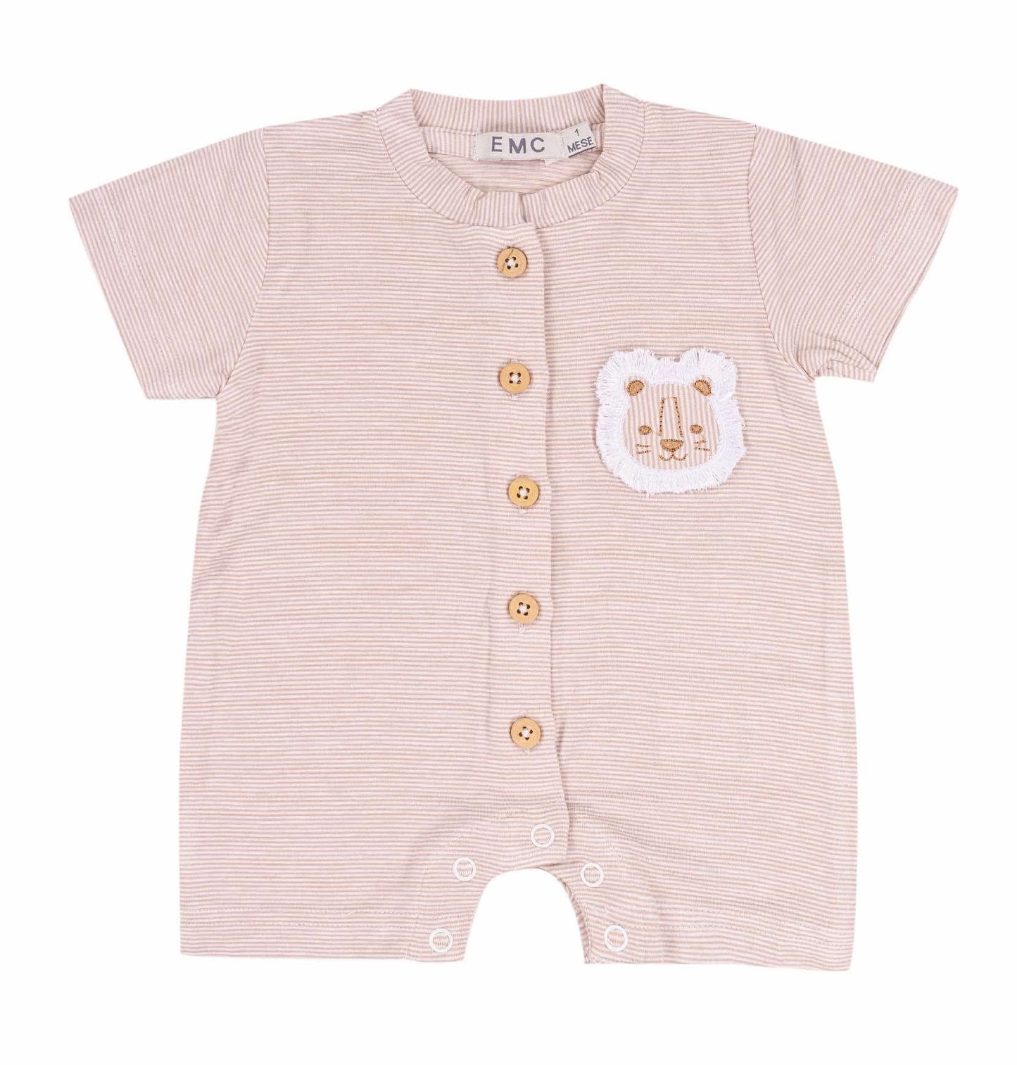 EMC Boys Beige Lion Romper SS25
