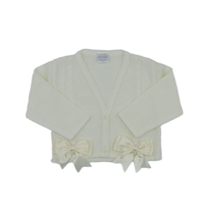 Kinder Girls Ivory Bow Bolero Cardigan
