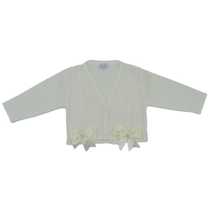 Kinder Girls Ivory Bow Bolero Cardigan