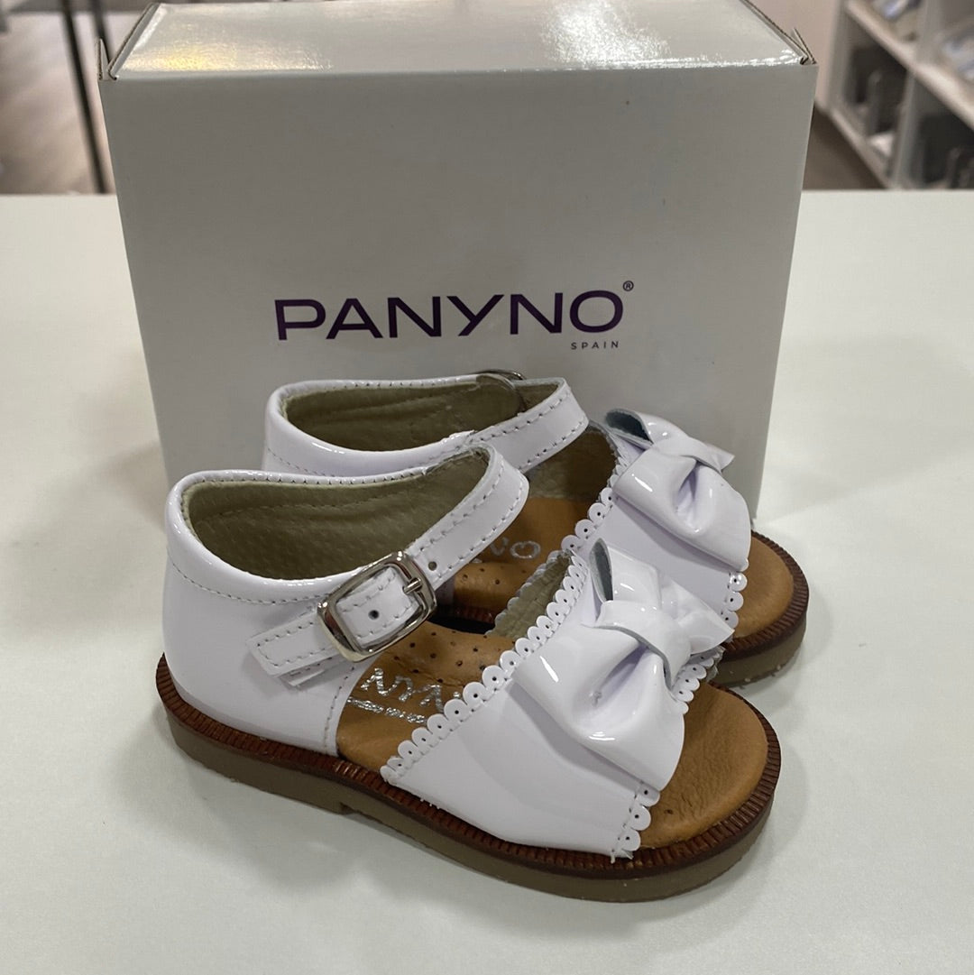 Panyno Girls White Patent Bow Sandals
