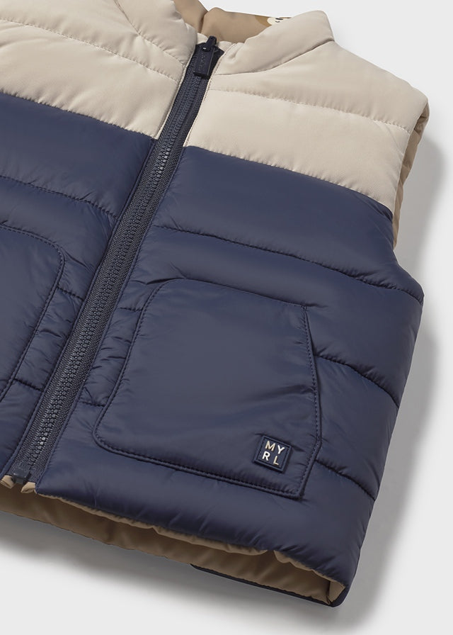 Mayoral Boys Reversible Gilet Navy/Beige AW25