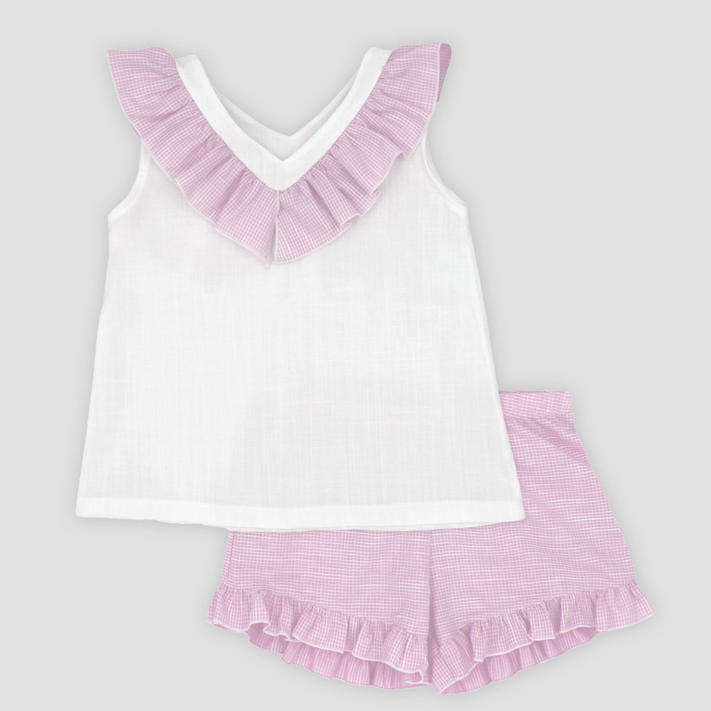 Rapife Girls Pink Frill Neck Short Set SS25