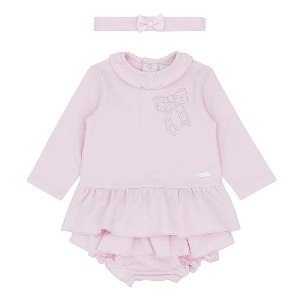 Amore Girls Pink Bow Jam Pant Set With Hairband AW25