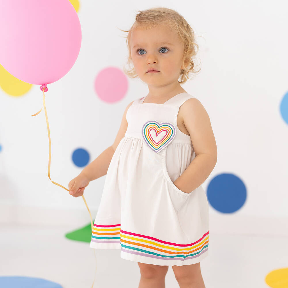 Agatha Ruiz De La Prada Girls White Heart Dress SS24