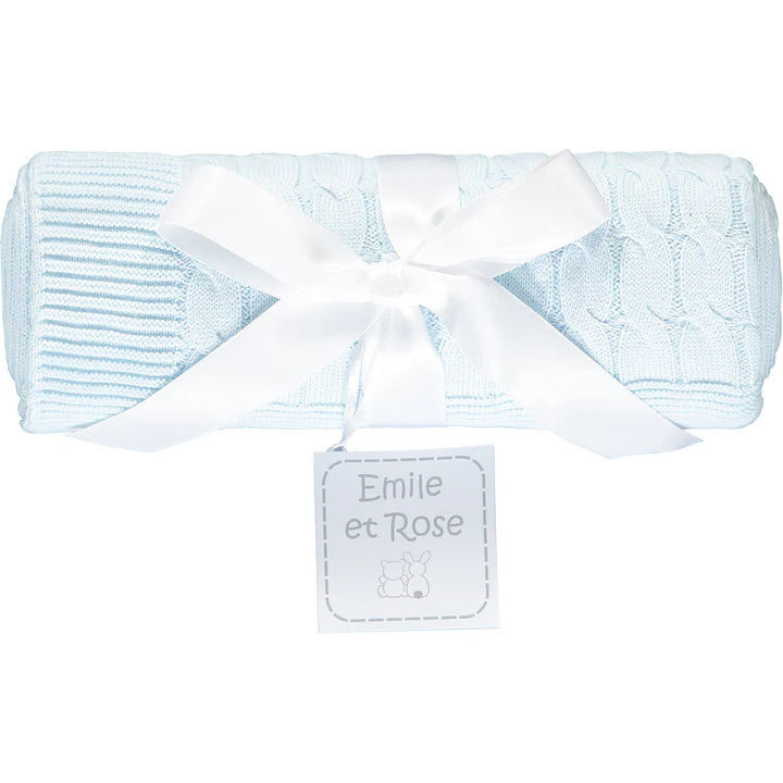 Emile Et Rose Baby Blankets White Pink or Blue