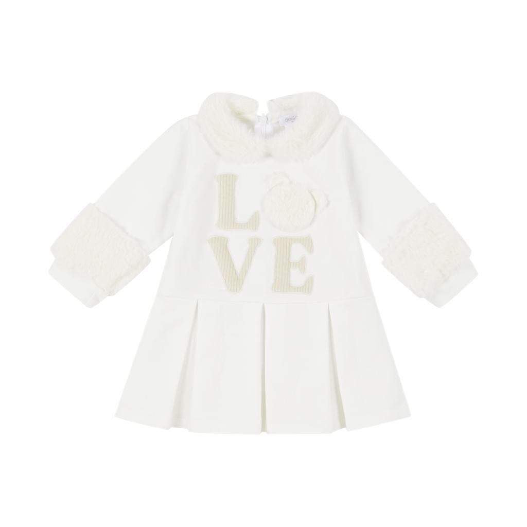 Deolinda Girls Off White/Beige Fur Dress AW