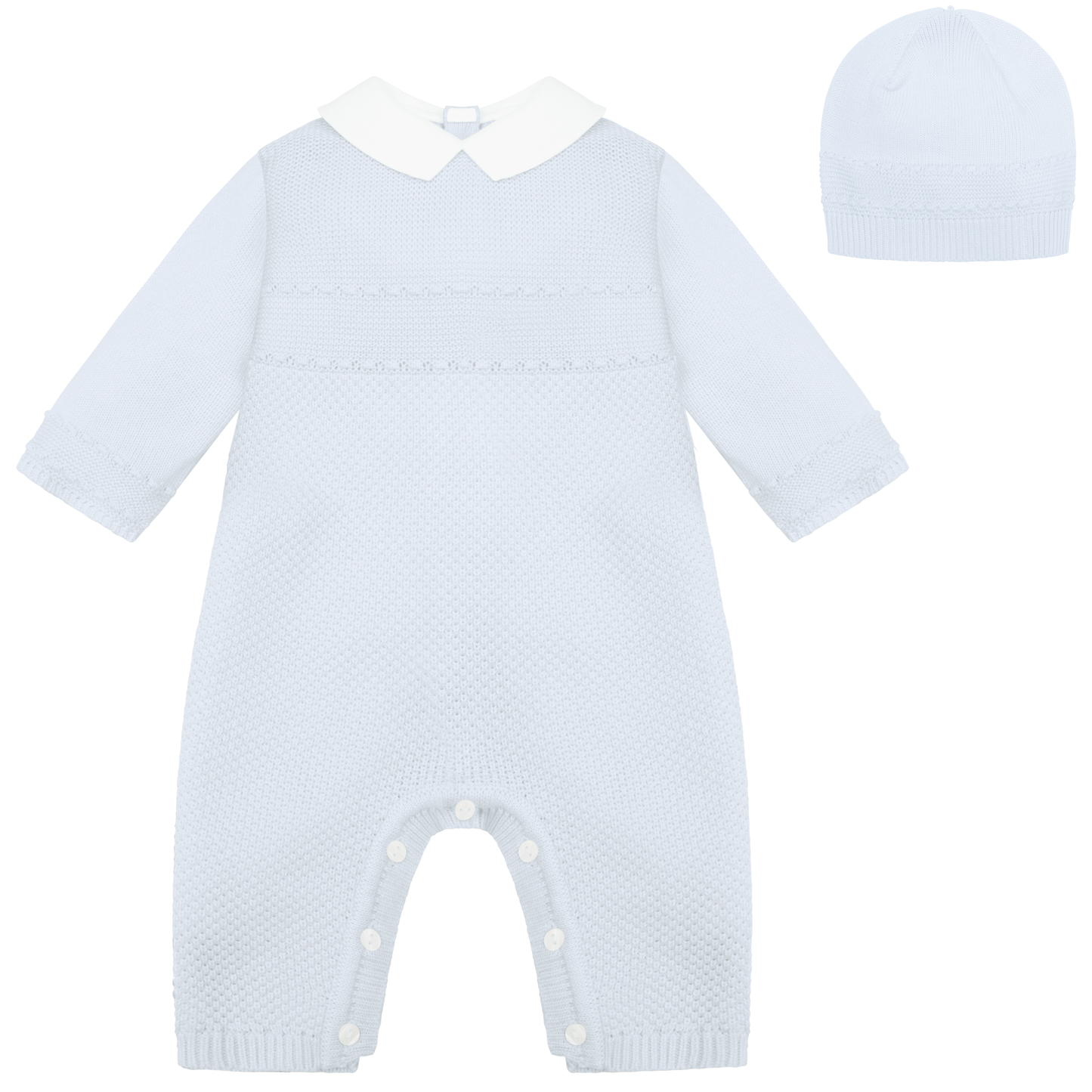 Emile Et Rose Boys Blue Knitted Footless Romper With Hat Kaleb AW25