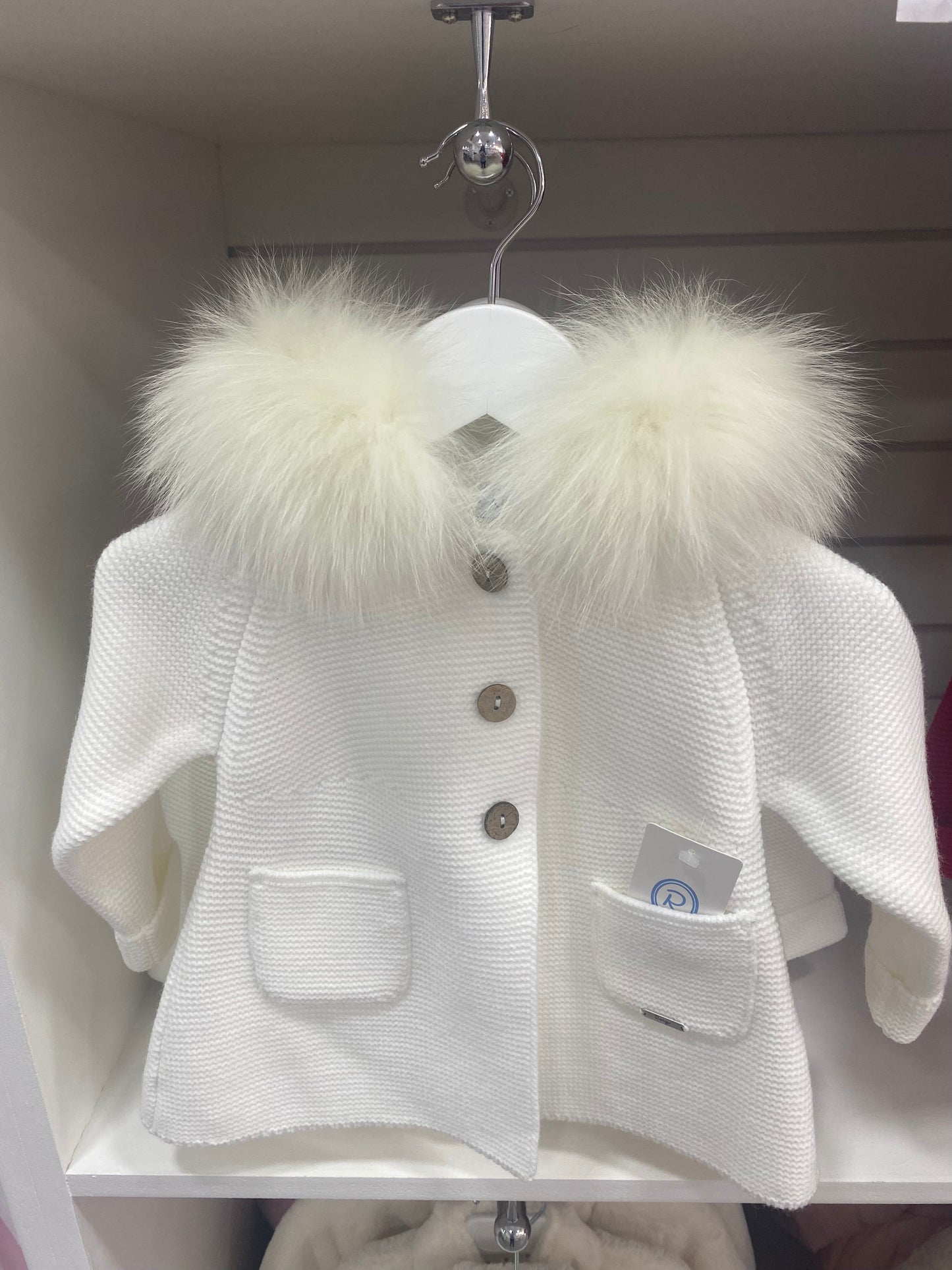 Rahigo Long Line Knitted Coat With Fur Hood AW25