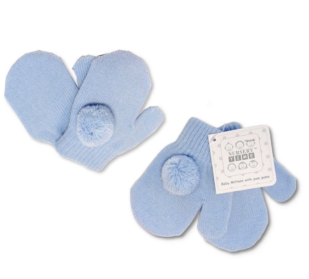 Nursery Time Pom Mittens (Various Colours)